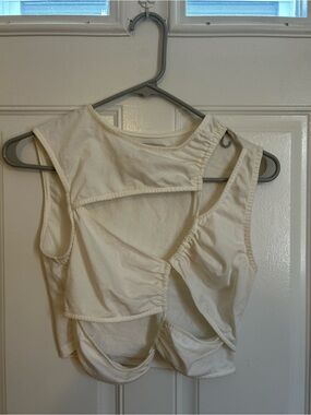 Asymmetrical Cutout Cream Tank Top